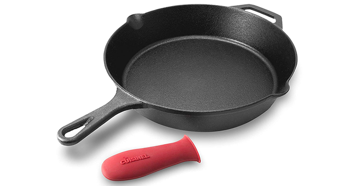 cuisinel Pre-Seasoned Cast Iron 12-Inch Skillet w/ Handle Cover – Just $16.95!