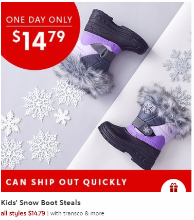 TODAY ONLY Kids’ Snow Boots Only $14.79!