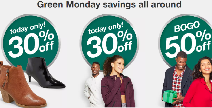 Green Monday Savings at Target Starts Now! Save 30% on Home, Furniture, Clothing for the Family & More!