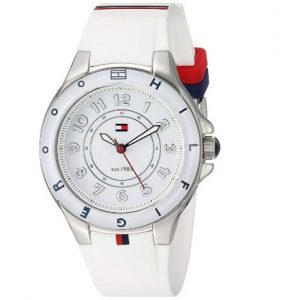 Tommy Hilfiger Women’s  Stainless Steel Watch with White Silicone Band $70, down from $110!