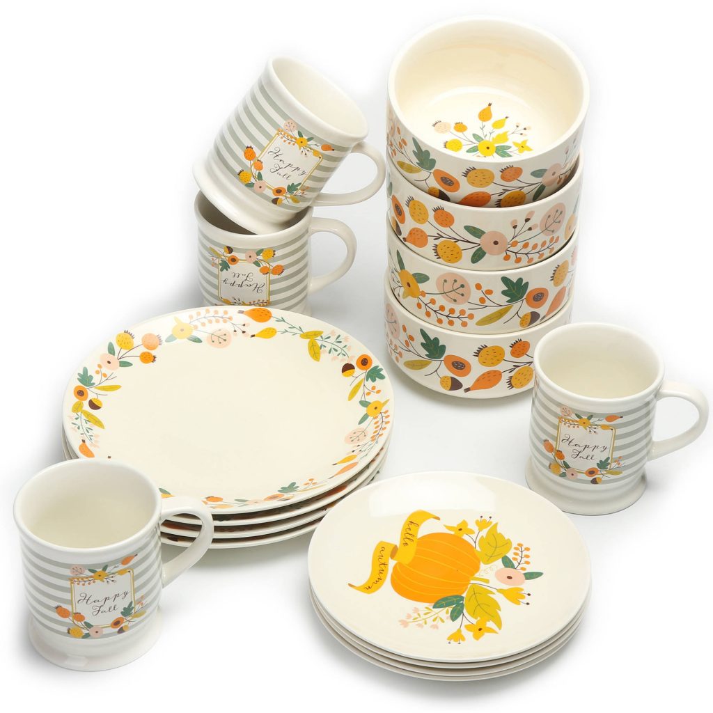 Mainstays 16-Piece Happy Harvest Fall Floral Dinnerware Set Down to $19.97!