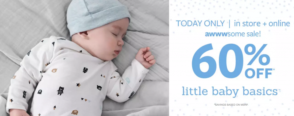 Carters: 60% Off Little Baby Basics Today Only + Dinomite Clearance Event!
