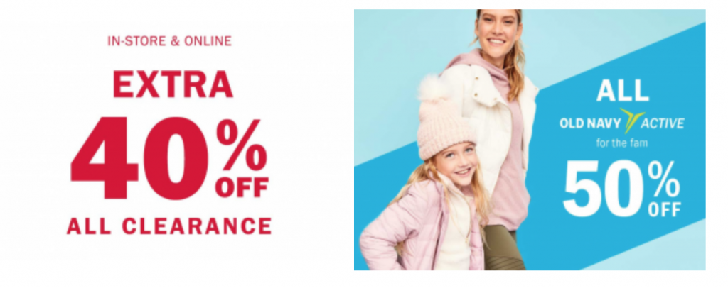 Old Navy: Extra 40% Off Clearance & 50% Off Old Navy Active!