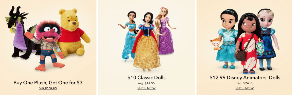 Shop Disney: BOGO $3.00 Plush, $10 Classic Dolls, $12.99 Animators Dolls & $7.50 PJ’s!