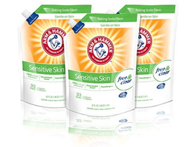 Arm & Hammer Sensitive Skin Perfume and Dye Free He Liquid Laundry Detergent 3 Piece Easy-Pour Pouch – Only $11.04!