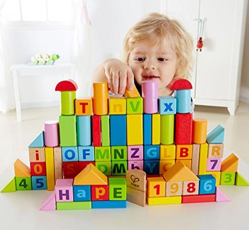 Hape Limited Edition Solid Beech Wood Stacking Blocks with Carrying Sack – Only $18.21!