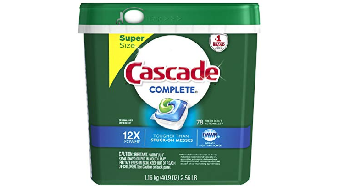 Cascade Complete ActionPacs Dishwasher Detergent, Fresh Scent, 78 Count Only $9.70 Shipped!