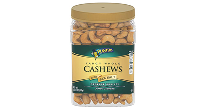 Planters Fancy Whole Cashews, Salted, 33 Ounce Container – Just $8.52! Healthy Snacking!