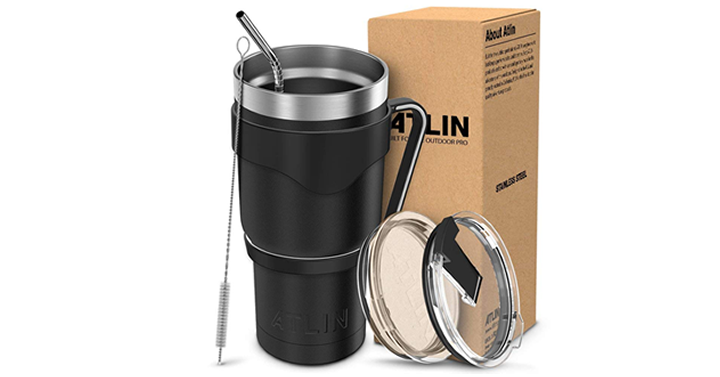 Atlin Tumbler 30 oz. Double Wall Stainless Steel Vacuum Insulation Travel Mug – Just $18.74!