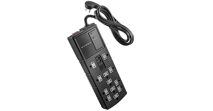 Dynex 12-Outlet/2-USB Surge Protector Strip – Just $14.99!