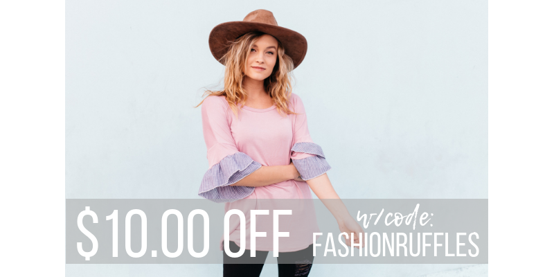 Fashion Friday at Cents of Style! Ruffled Tops – $10.00 off! Plus FREE shipping! So, so, so cute!