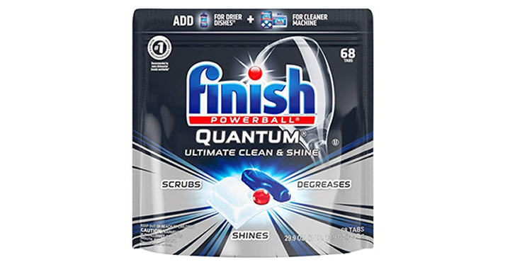 Finish Quantum Dishwasher Detergent Tabs, Ultimate Clean & Shine, 68 Count – Just $9.55!