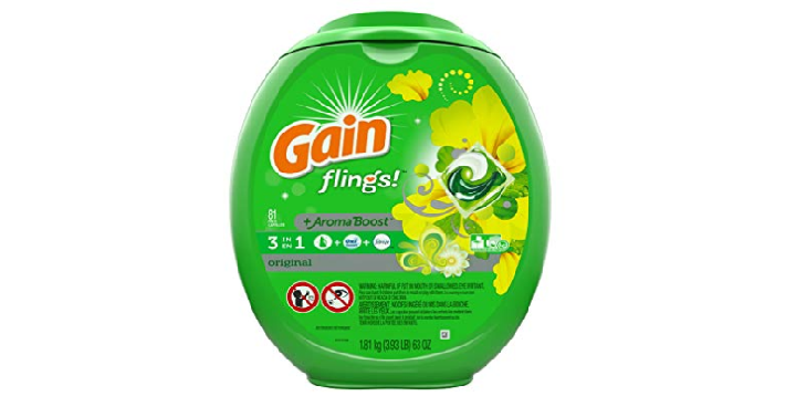 Gain Flings Laundry Detergent Pacs, Original Scent (81 Count) Only $14.97 Shipped!