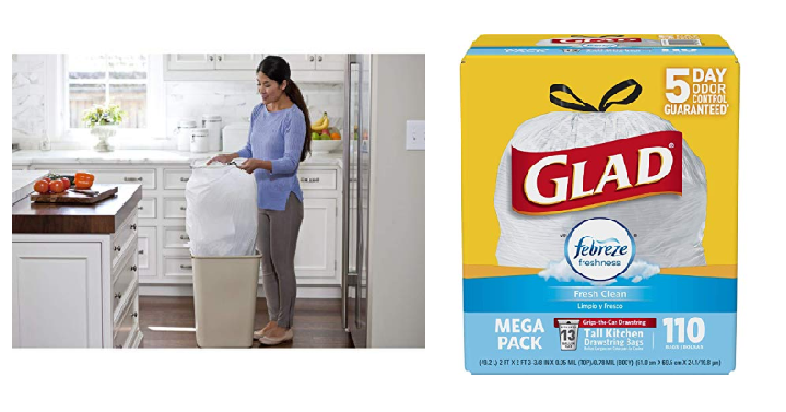 Glad OdorShield Tall Kitchen Drawstring Trash Bags 13 Gallon – 110 Count Only $11.62 Shipped!