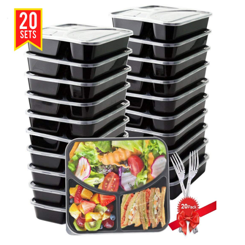Meal Prep Containers with 3 Compartments 20 pk Only $10.87 with code! (That’s Only 54 Cents each!)