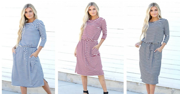 Everyday Tie Dress – 4 Colors! Only $27.99! (Reg. $50)