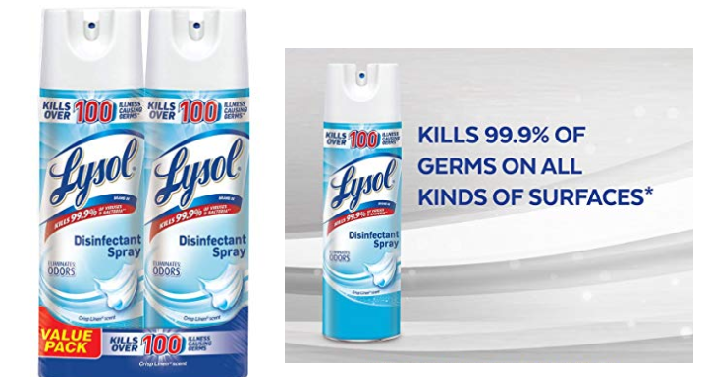 Lysol Disinfectant Spray, Crisp Linen, 38oz (2 pack) Only $7.31 Shipped!