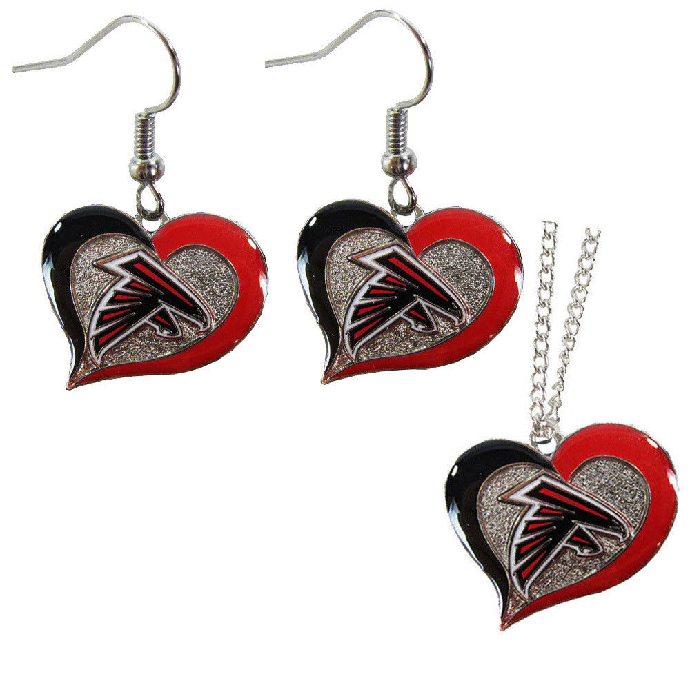 NFL Swirl Heart Necklace and Earring Set Only $12.14!