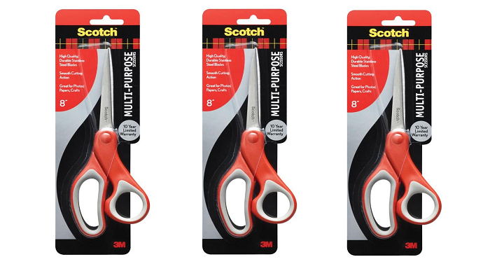 Scotch 3.5in Stainless Steel Soft Touch Overmold Scissors Only $.74!