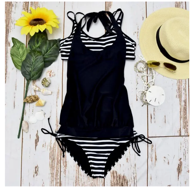 Striped Suit w/ Halter Cover Top – Only $26.99!
