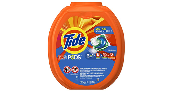 NEW Coupon! Tide PODS 3 in 1 HE Turbo Laundry Detergent Pacs, Original Scent, 81 Count Tub – Just $14.97!