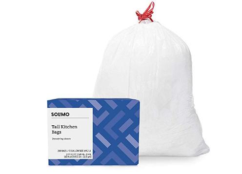 Amazon Brand Tall Kitchen Drawstring Trash Bags, 13 Gallon (200 Count) – Only $16.60!