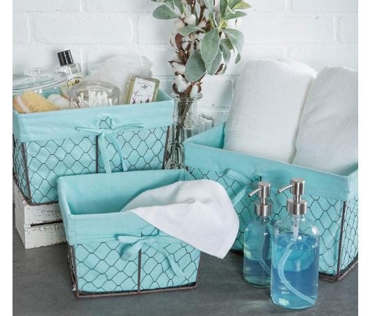 DII Vintage Chicken Wire Basket Removable Fabric Liner (Set of 3) – Only $19.99!