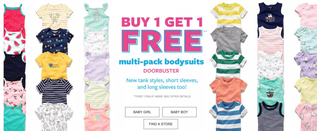 Carters: BUY One Get One FREE Multi-Pack Bodysuits! Prices As Low As $2.60 Each! Carters: BUY One Get One FREE Multi-Pack Bodysuits! Prices As Low As $2.60 Each!