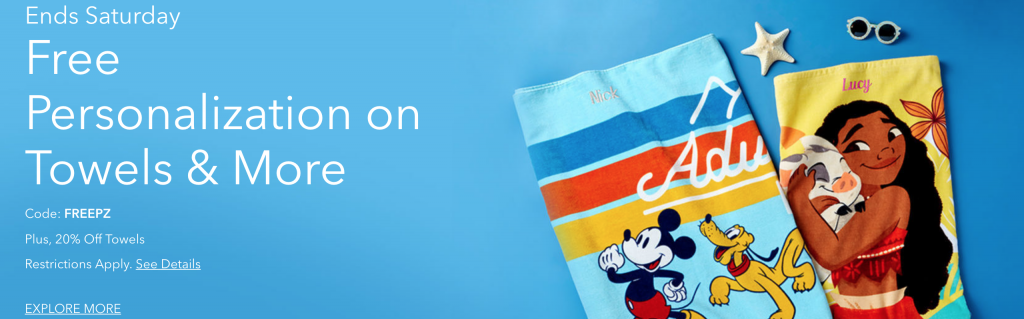 Shop Disney: 20% Off Beach Towels & FREE Personalization!