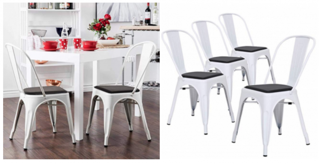 Industrial Metal Dining Chairs Indoor/Outdoor Stackable 4-Count $149.99!
