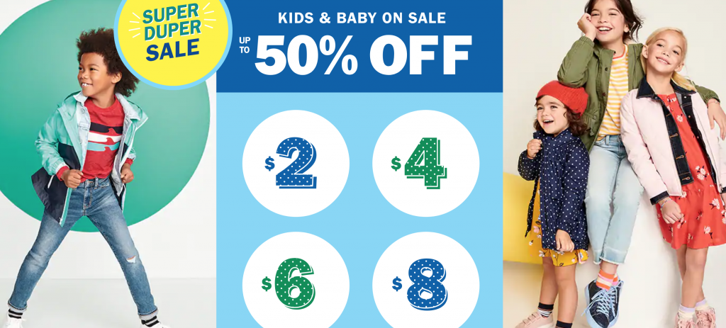 Old Navy: Kid & Baby Sale! $2, $4, $6 and $8 Deals!