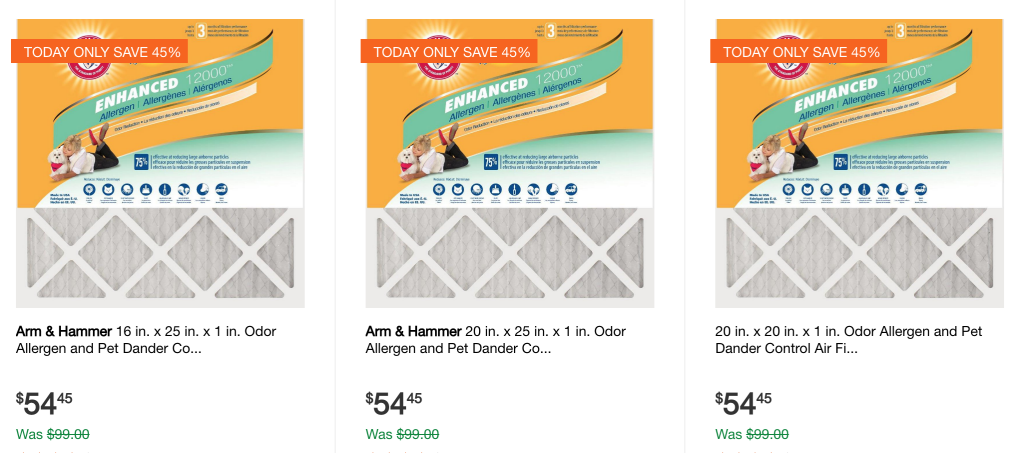 Arm & Hammer Odor Allergen and Pet Dander Control Air Filter 12-Pack Just $54.45 Today Only!