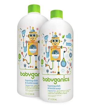Babyganics Foaming Dish and Bottle Soap Refill, Fragrance Free, 32oz Bottle (Pack of 2) – Only $7.94!