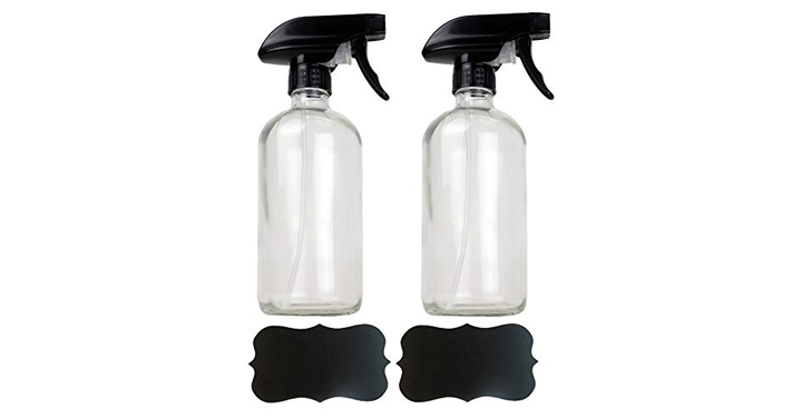 Set of 2 Clear Glass 16oz Spray Bottles with Chalkboard Labels – Just $5.99! SO VERY CUTE!