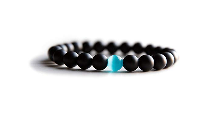Mens Bead Bracelet Semi-Precious Natural Stones Black Onyx or Hematite Blue – Just $9.95! Think Valentine’s Day!