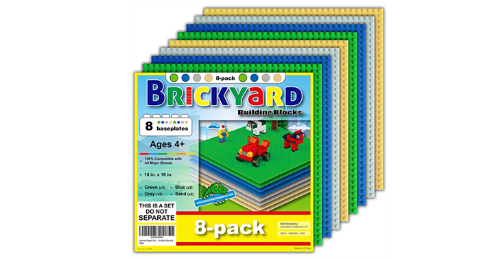 8 Baseplates 10 x 10 Large Thick Base Plates for Building Bricks – Just $22.46!