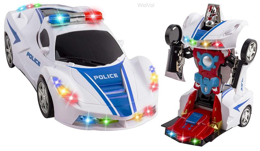 WolVol Transformers Robot Police Car Toy with Lights and Sounds – Only $13.34!