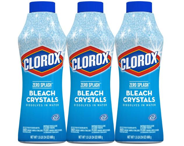 Clorox Zero Splash Bleach Crystals, Regular Scent, 3 Pack – Only $8.93!