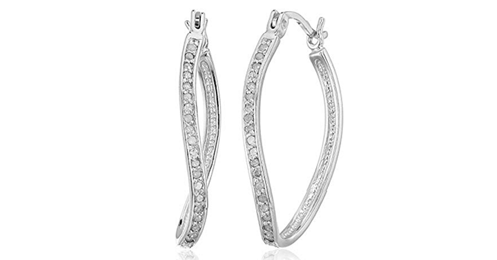 1/4 CT Diamond Hoop Earrings in .925 Sterling Silver – Just $39.97!