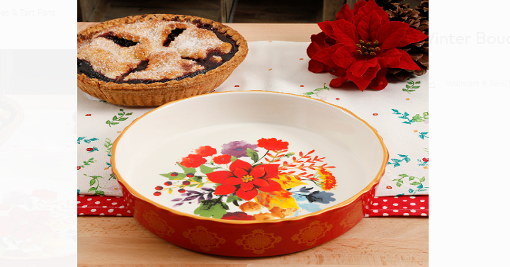 The Pioneer Woman Winter Bouquet 10-Inch Pie Pan for Only $8.88! (Reg. $16)