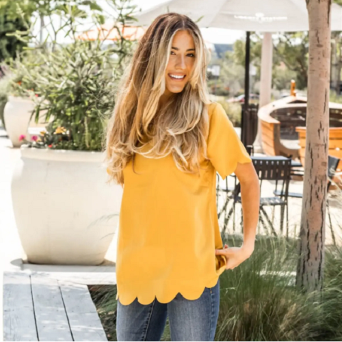 Scalloped Edge Top (Multiple Colors) | S-3X Only $13.99! (Reg. $36.99)