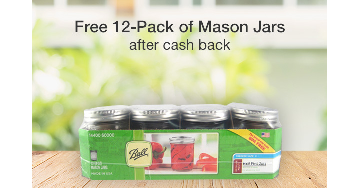 Awesome Freebie! Get a FREE 12-Pack of Mason Jars from TopCashBack!
