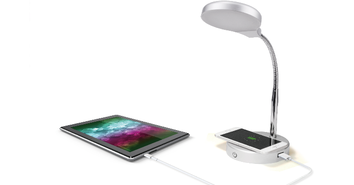 Mainstays LED Desk Lamp with Qi Wireless Charging and USB Port Only $10! (Reg. $20) Great Reviews!