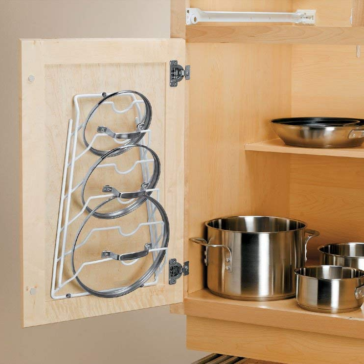 Organize It All Wall Cabinet Door Mounted Pot Lid Rack Only $6.58!