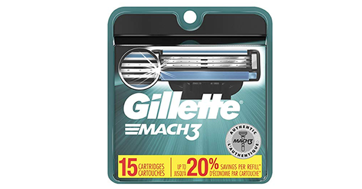 Gillette Mach3 Men’s Razor Blade Refills, 15 Count – Just $20.26! Today Only! 49% Off!