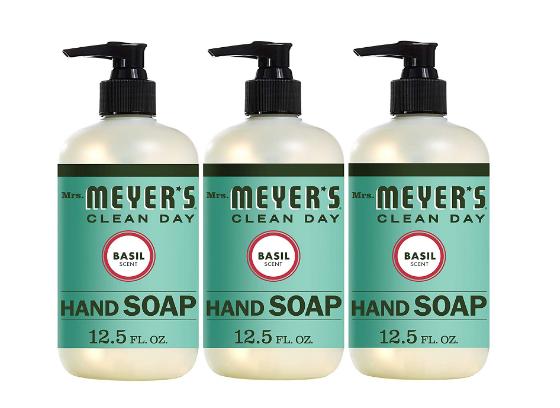 Mrs. Meyer’s Clean Day Liquid Hand Soap, Basil Scent, (3 Count) – Only $8.12!