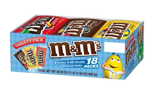 M&M’S Variety Pack Chocolate Candy Singles 18-Count Box – Only $9.47!