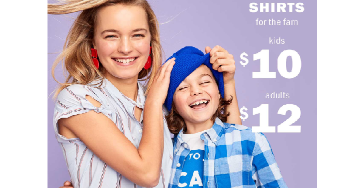 Old Navy: Adult Shirts Only $12, Kids Only $10! Today Only!
