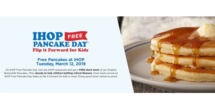 FREE Pancakes at IHOP March 12th ONLY!