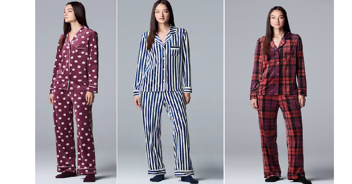 Women’s Simply Vera Vera Wang 3-piece Velour Top & Pants Pajama Set Only $21.25! (Reg. $50)